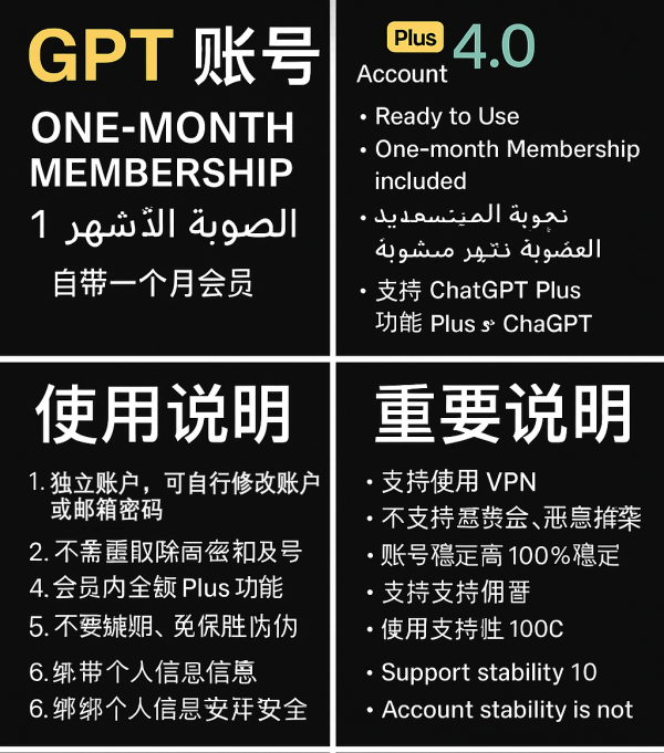 GPT-4o Plus 成品账号｜自带一个月会员｜支持多国语言 | 可自行修改邮箱密码 - Image 4